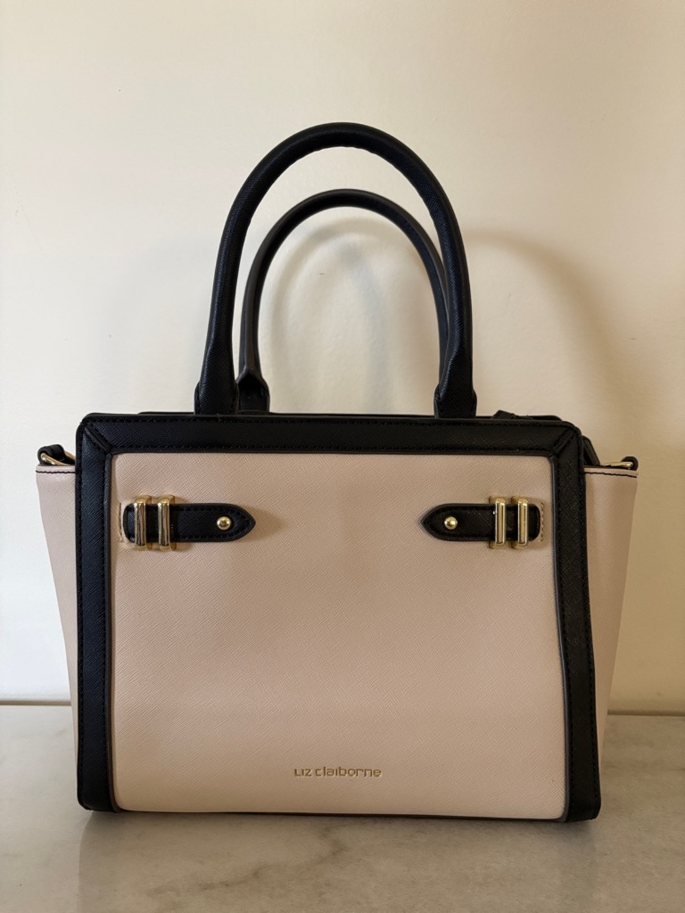 Liz Claiborne Black & Blush Two-Tone Top-Handle Satchel